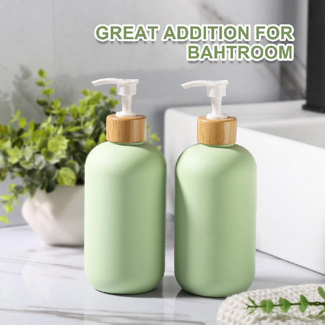 Green HDPE 200ml 260ml 300ml 400ml 800ml 16oz Soft Cosmetic Packaging Body Lotion Plastic Shampoo Bottle Conditioner Container