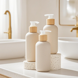 250ml Wheat Straw Biodegradable shower soap cream Hair conditioner Shampoo lotion pump plastic bottle with bamboo lid