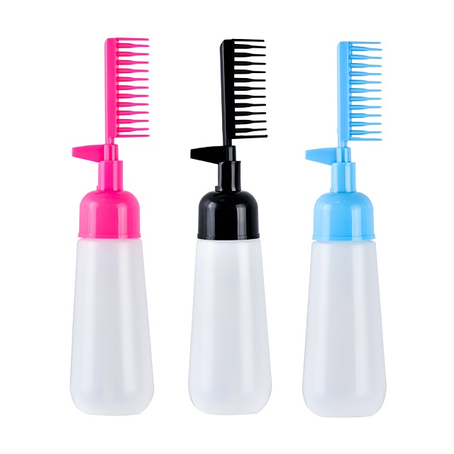 Plastic Root Comb Hair Oil Applicator Bottle