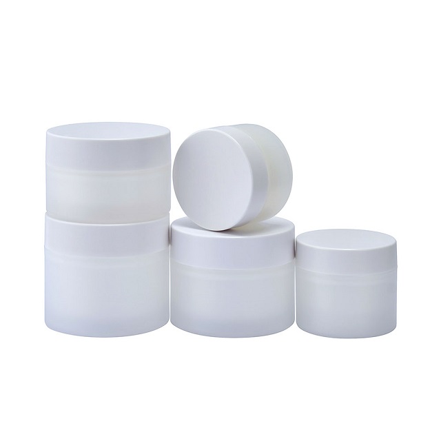 Frosted Clear Glass Cosmetic Jar