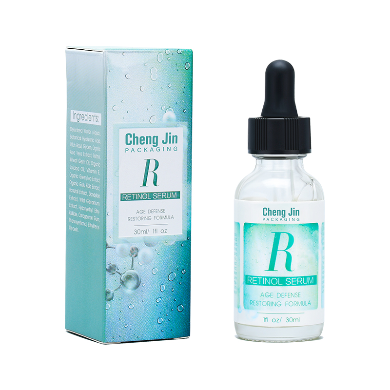 Glass dropper bottle with box