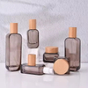 Custom Logo Glass Skincare Packaging Square Glass Cream Jar 30ml 50ml 100ml 120ml Light Grey Glass Toner Lotion Serum Bottle