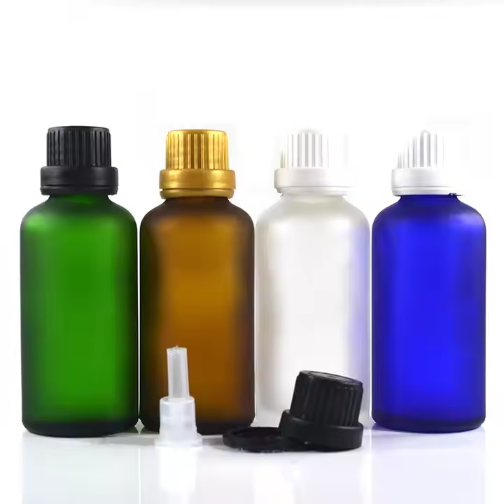 Essence Oil 5ml 10ml 15ml 20ml 30ml 50ml Matte Frosted Black Amber clear Tamperproof Lid Glass Bottle