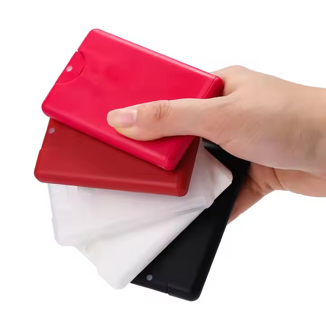 Mini Black White Red 20ml Hand Sanitizer Pocket Perfume Credit Card Spray Bottle with Custom logo