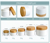 Hot sale 15ml 30ml 50ml 100ml 150ml 200ml 250ml White PP Plastic Cosmetic Cream Jar with Bamboo Wooden Lid