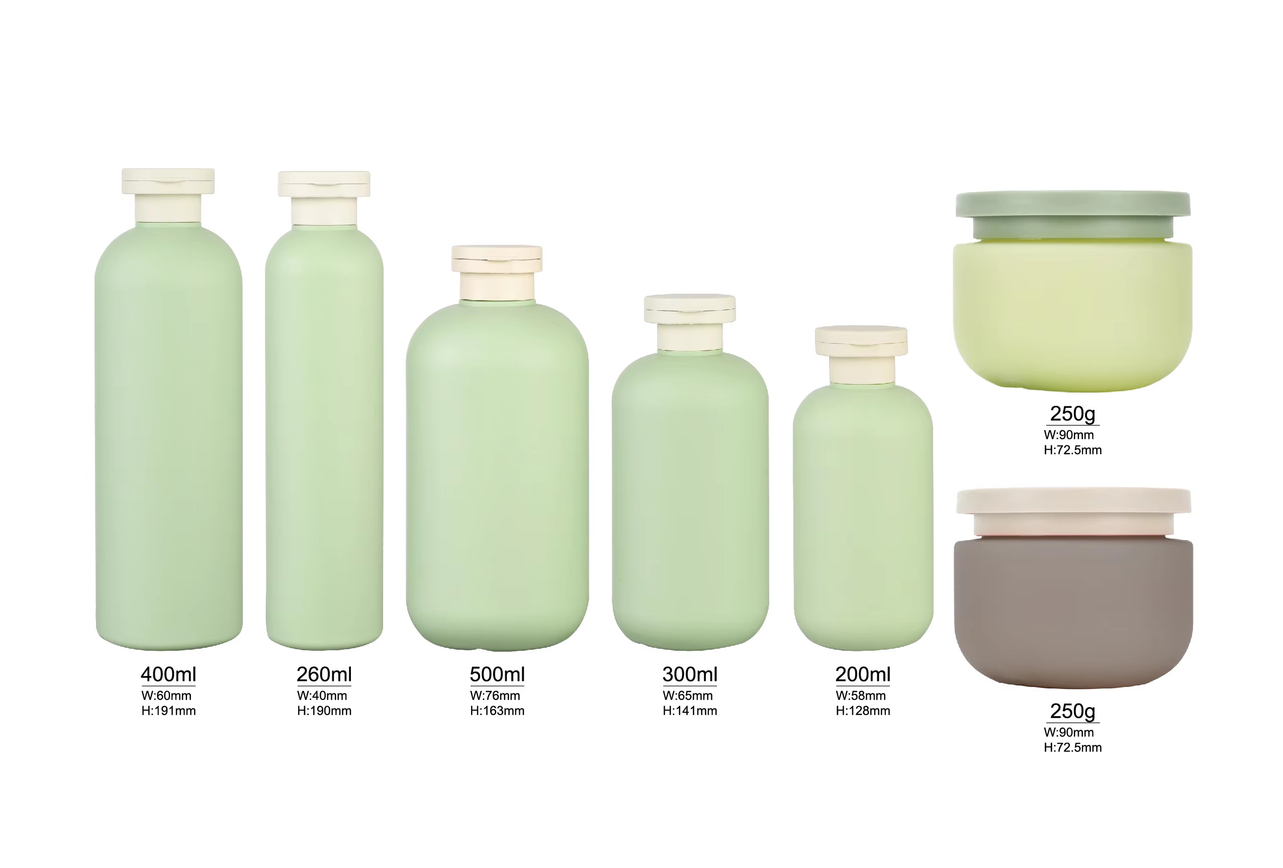 Green HDPE 200ml 260ml 300ml 400ml 16oz Soft Cosmetic Packaging Body Lotion Plastic Shampoo Bottle Conditioner Container