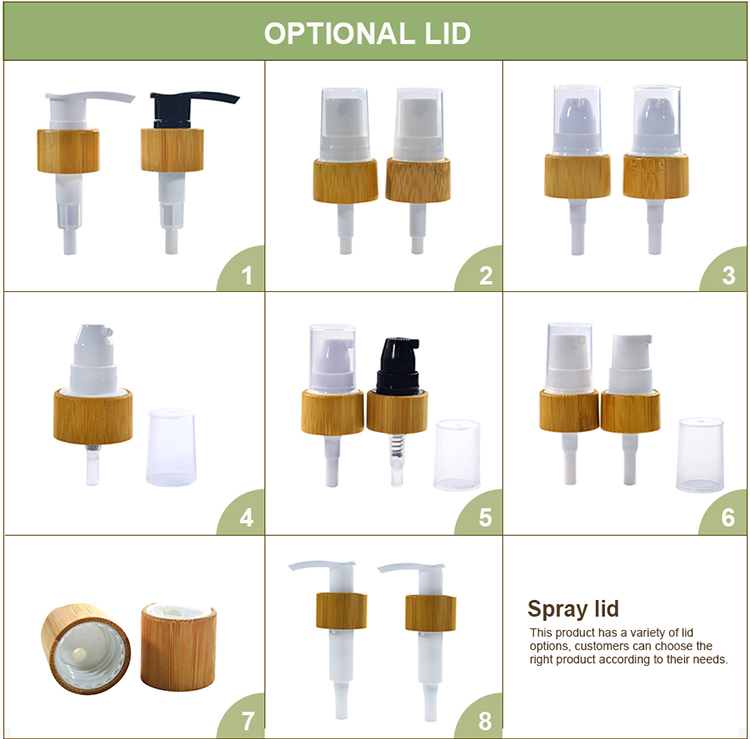 Bamboo Cosmetic Packaging Toner Lotions Serum 50ml 100ml 120ml 150ml Frosted Glass Bottle with Bamboo Lid