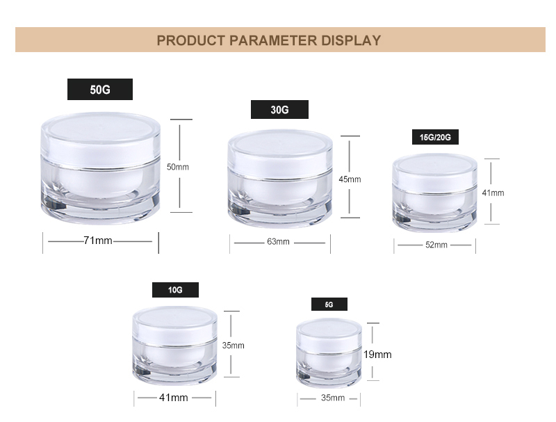 5g 15g 30g 50g High Quality Acrylic Cream Container Empty clear Round Double Wall Plastic Eye Face Cream Jar