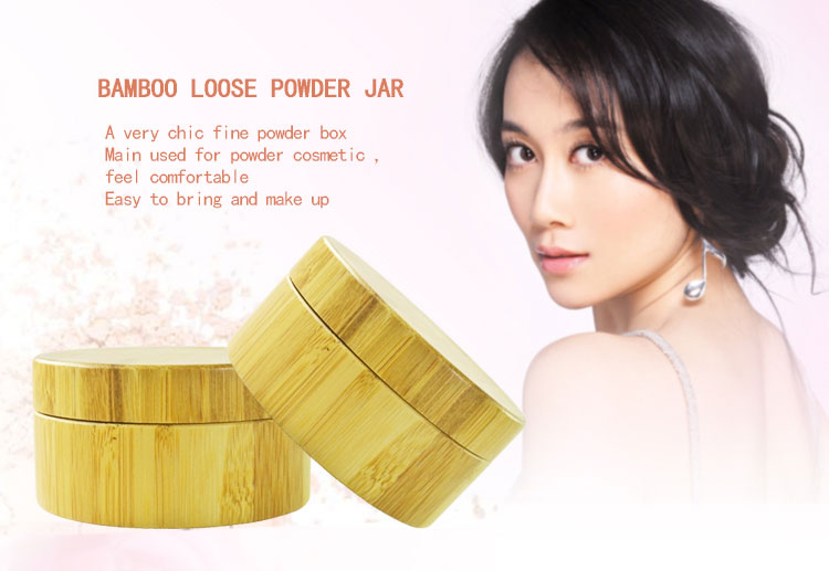 Perfect Texture Pretty Convenience All Bamboo Jar 30g with Sifter and Powder Puff Loose Powder Container