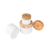 Hot sale 15ml 30ml 50ml 100ml 150ml 200ml 250ml White PP Plastic Cosmetic Cream Jar with Bamboo Wooden Lid