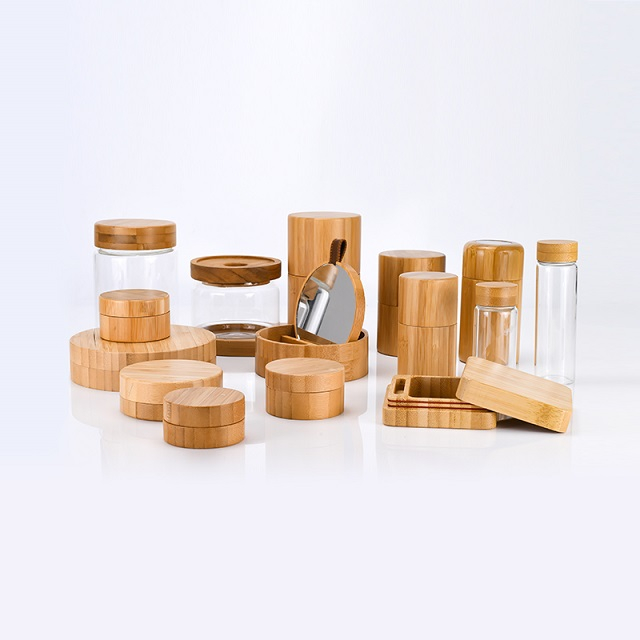 Eco-friendly Custom Cosmetic Containers 5ml 50ml 150ml 250ml Cosmetic Containers Body Lotion Oil Body Scrub Bamboo Storage Jar