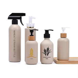 Cosmetic Packaging 30ml 100ml 250ml 300ml 500ml Wheat Straw Biodegradable Shampoo Plastic Pump Bottle With Lotion Dispenser