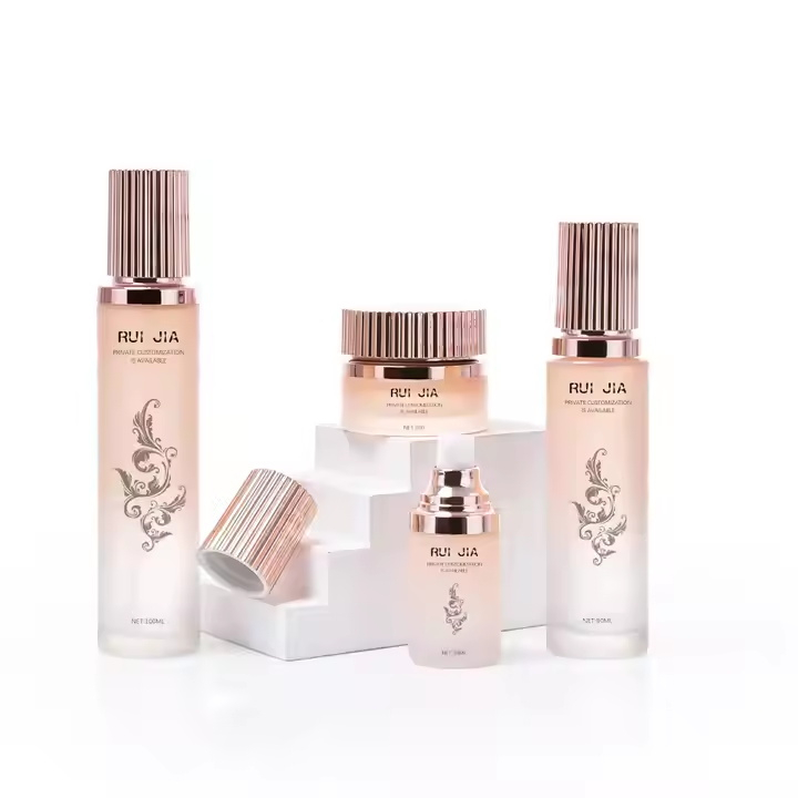 Luxury Design Custom 20ml 50ml 100ml 120ml Cylinder Glass Lotion Serum Essence Pump Bottle 30g 50g Glass Face Cream Jar