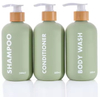 Green HDPE 200ml 260ml 300ml 400ml 16oz Soft Cosmetic Packaging Body Lotion Plastic Shampoo Bottle Conditioner Container