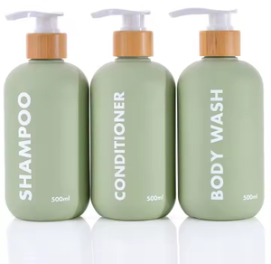 Green HDPE 200ml 260ml 300ml 400ml 16oz Soft Cosmetic Packaging Body Lotion Plastic Shampoo Bottle Conditioner Container