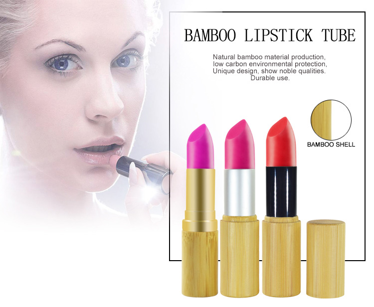 Natural Empty Gift Golden Silver Cosmetic Make up 3g 5g Bamboo Lipstick Lip Balm Tube Bamboo Lip Gloss Tube