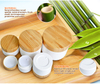 Hot sale 15ml 30ml 50ml 100ml 150ml 200ml 250ml White PP Plastic Cosmetic Cream Jar with Bamboo Wooden Lid