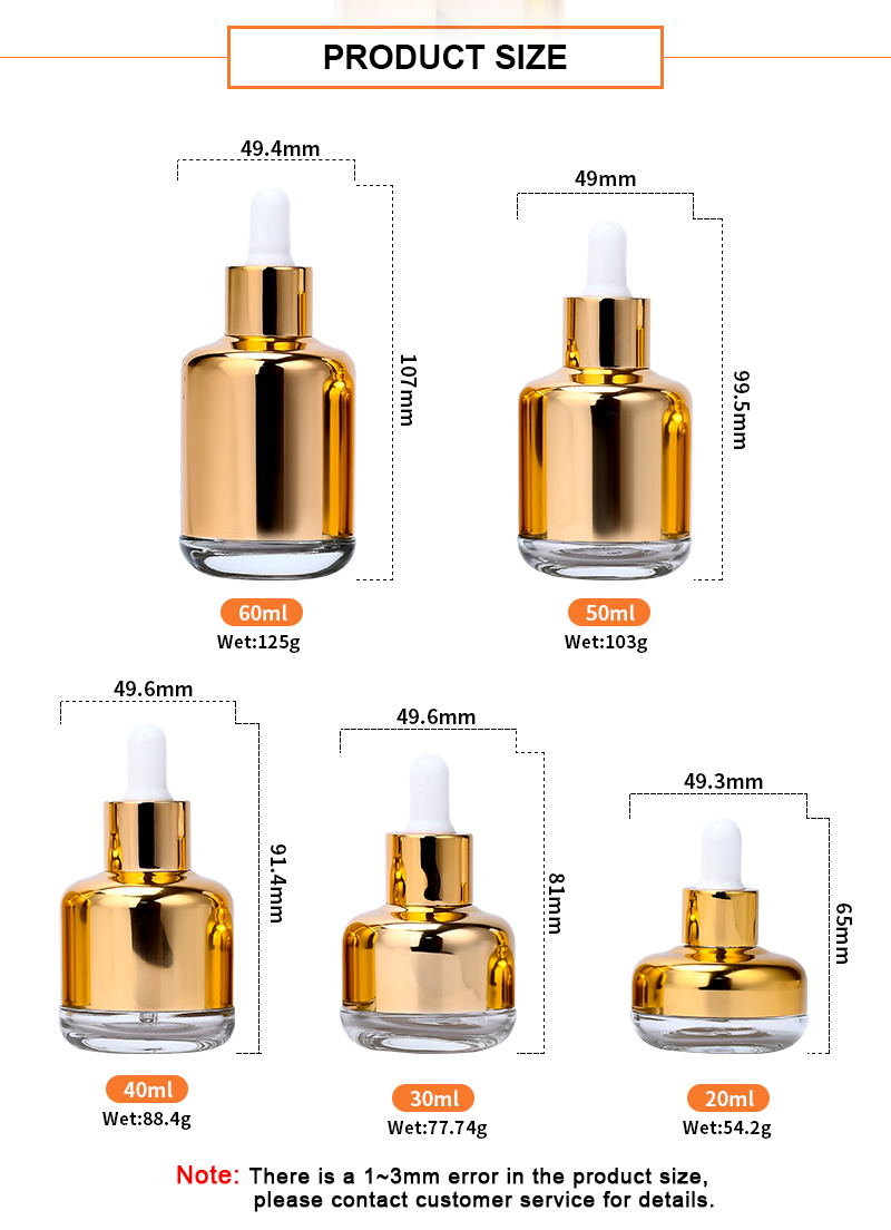 Luxury Essential Oil Packaging 20ml 30ml 40ml 50ml 60ml Cosmetic Eye Dropper Serum Essential Oil Glass Dropper Bottle