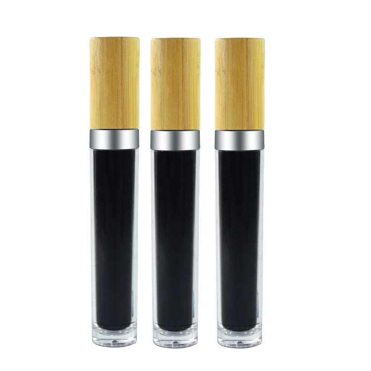 Wholesale Bamboo 5ml 10ml Plastic Eyelash Oil Serum Packaging Tube with Bamboo Cap Empty Container For Eyeliner