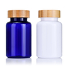 Health Care Tablet Powder Container Dark Brown Amber Wide Mouth Empty Vitamin Pill Capsule Plastic Bottle With Custom Bamboo Lid
