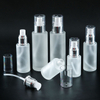 Cosmetic Flat Shoulder 30ml 50ml 100ml Frosted Clear Glass Bottle for Face Body Glow Shimmer Oil