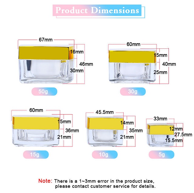 Luxury square Empty Plastic clear Jar
