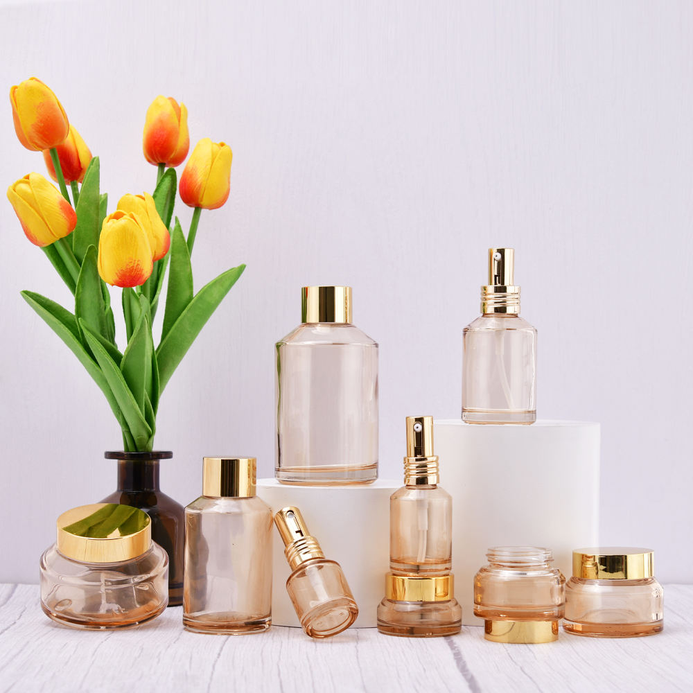 Slant Shoulder Glass Bottle Cream Jar Sets