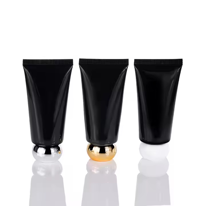 Luxury 30ml 50ml 100ml 150ml White Black Cosmetic Packaging Empty Cream Lotion Plastic Pe Soft Tube With Gold Screw Cap