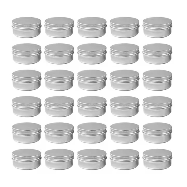 Wholesale Custom Packaging Metal Storage Container 10g 30g 50g Silver Aluminum Cosmetic Tin Jar for Cream