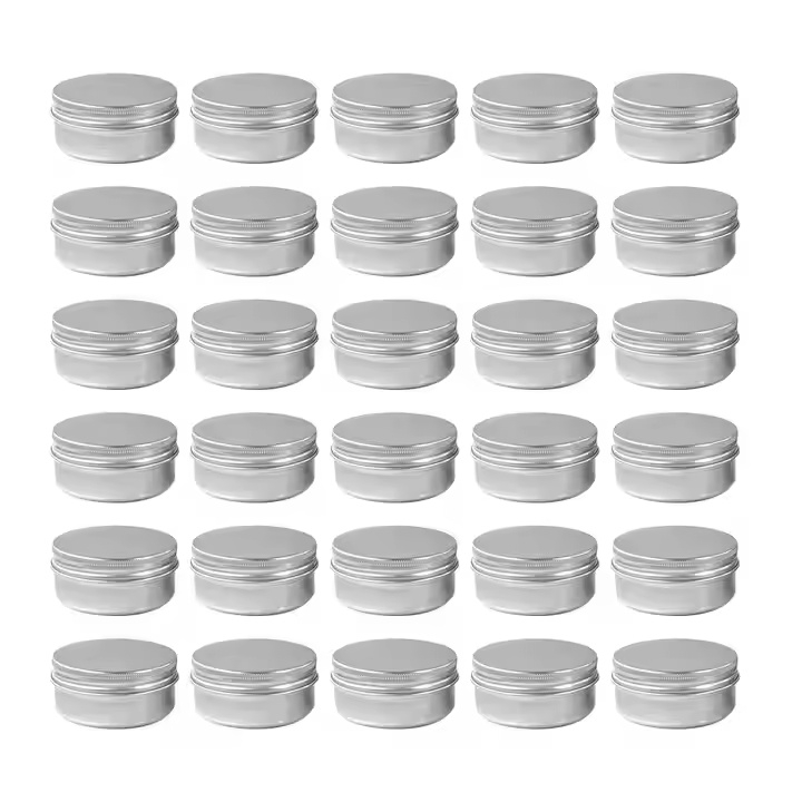 Wholesale Custom Packaging Metal Storage Container 10g 30g 50g Silver Aluminum Cosmetic Tin Jar for Cream