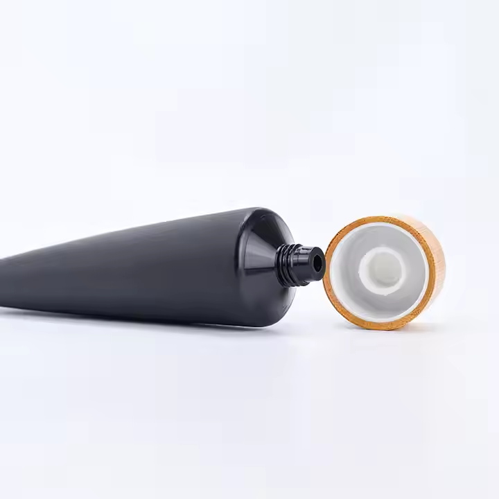 Empty Cosmetic Cream Container 50ml 60ml 80ml 100ml 120ml 150ml White Black Soft Squeeze Plastic Tube with Natural Bamboo Lid