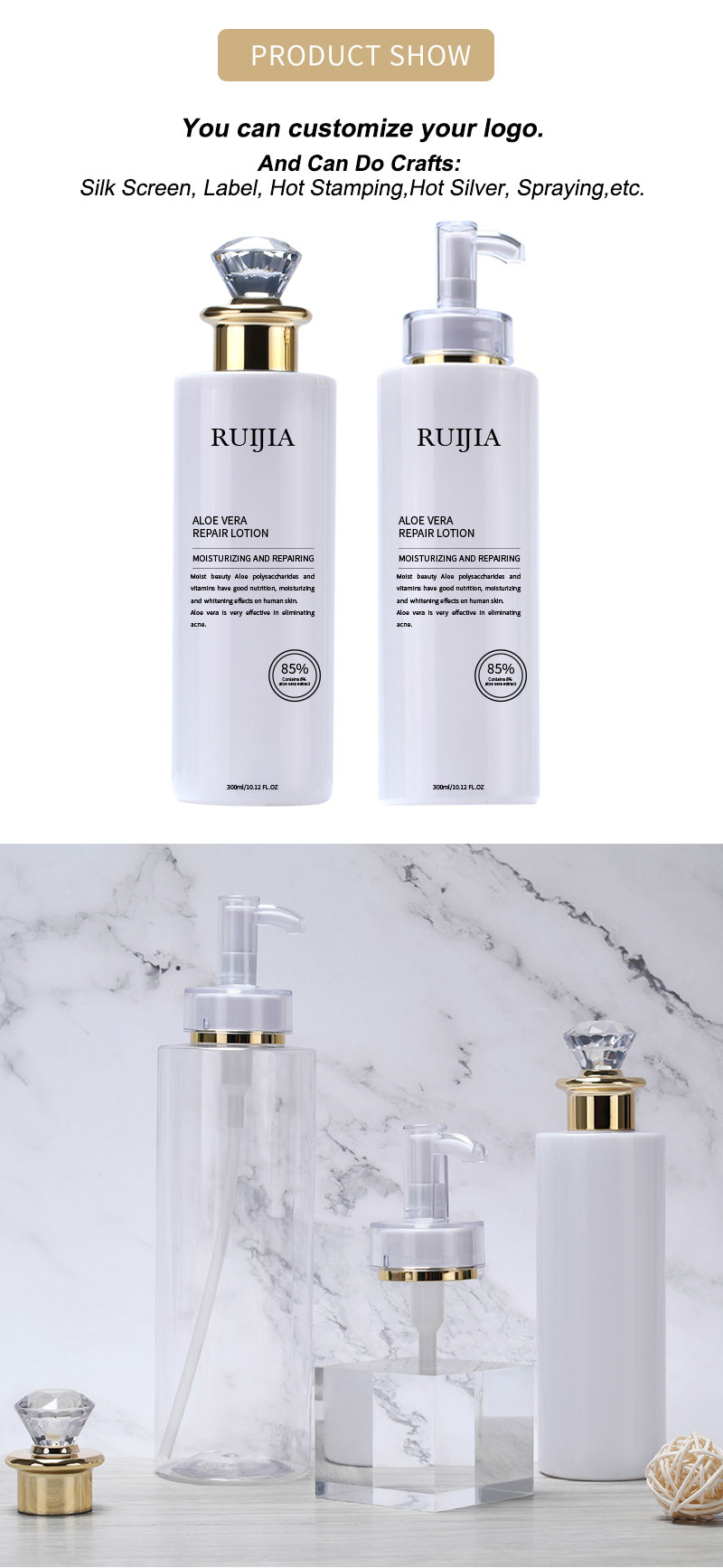 Luxury Shampoo Plastic Bottle 100ml 150ml 200ml 300ml 500ml Refillable Body Lotion PET Plastic Bottle with Pump