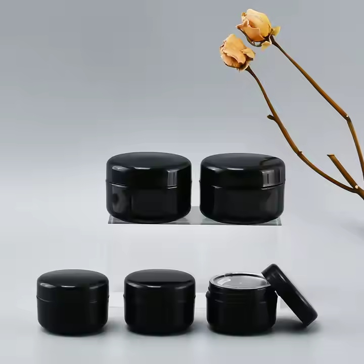 Empty Cosmetic Body Butter Scrub Cream Container Custom Black PP Plastic Jar Pot