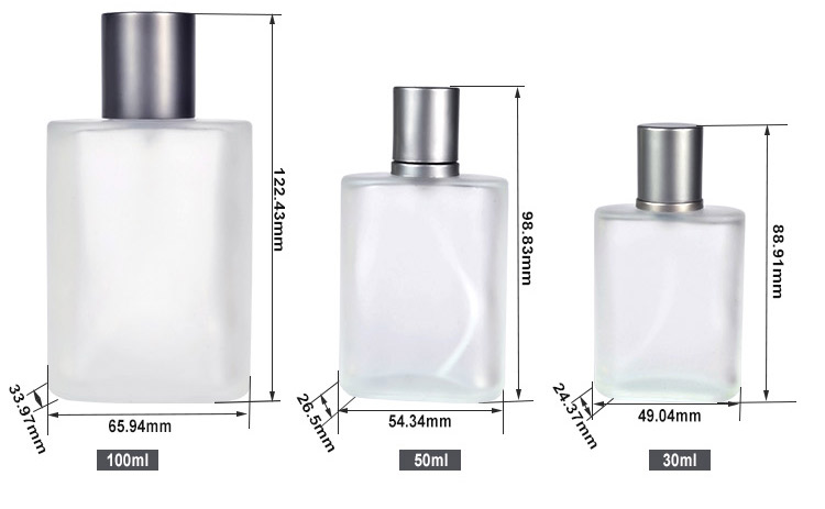 Luxury Cosmetic 30ml 50ml 100ml square Parfum Spray Frosted Glass Perfume Bottle