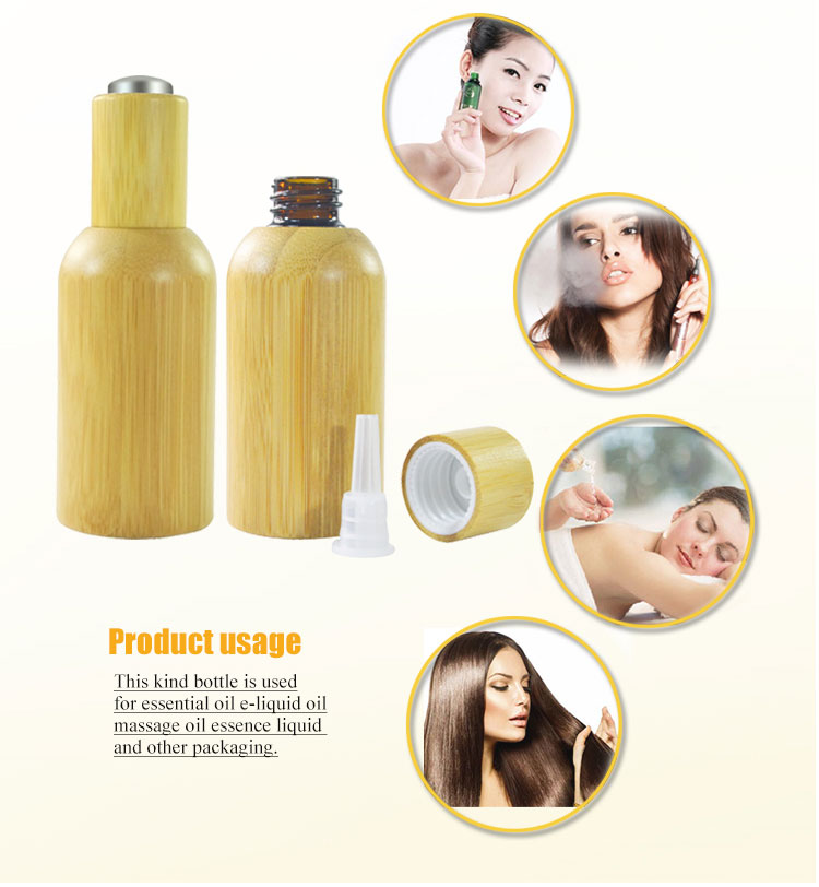 Bamboo Cosmetic Packaging 15ml 30ml 50ml 100ml Perfume White Opal Glass Lotion Bottle with Bamboo Cap