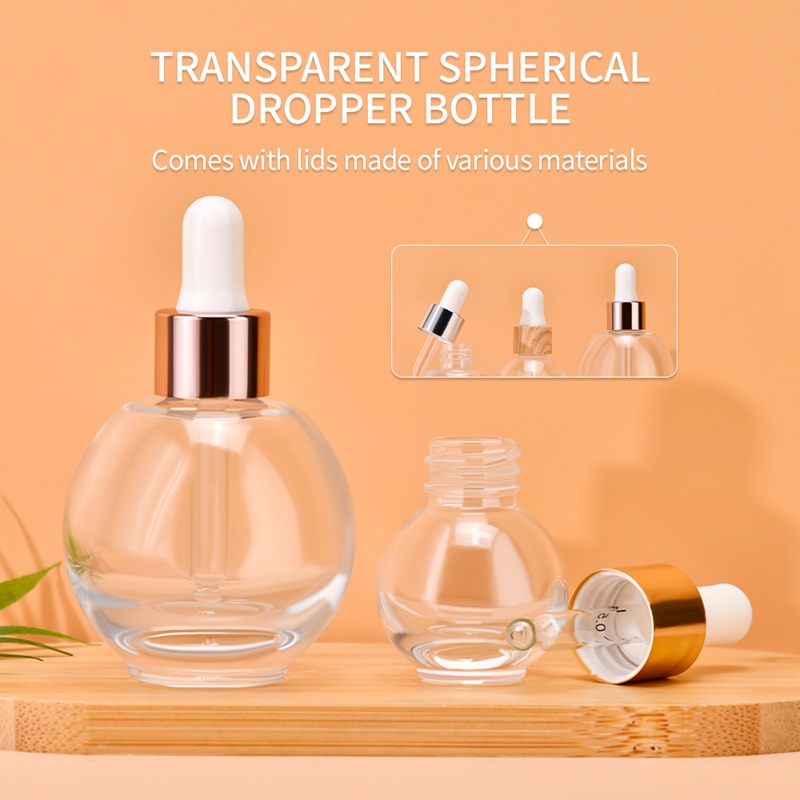 Popular 15ml 20ml 30ml aceite para el cabello aceite de aromaterapia aceite esencial suero botella cuentagotas de vidrio con tapa de rosa dorada y plateada