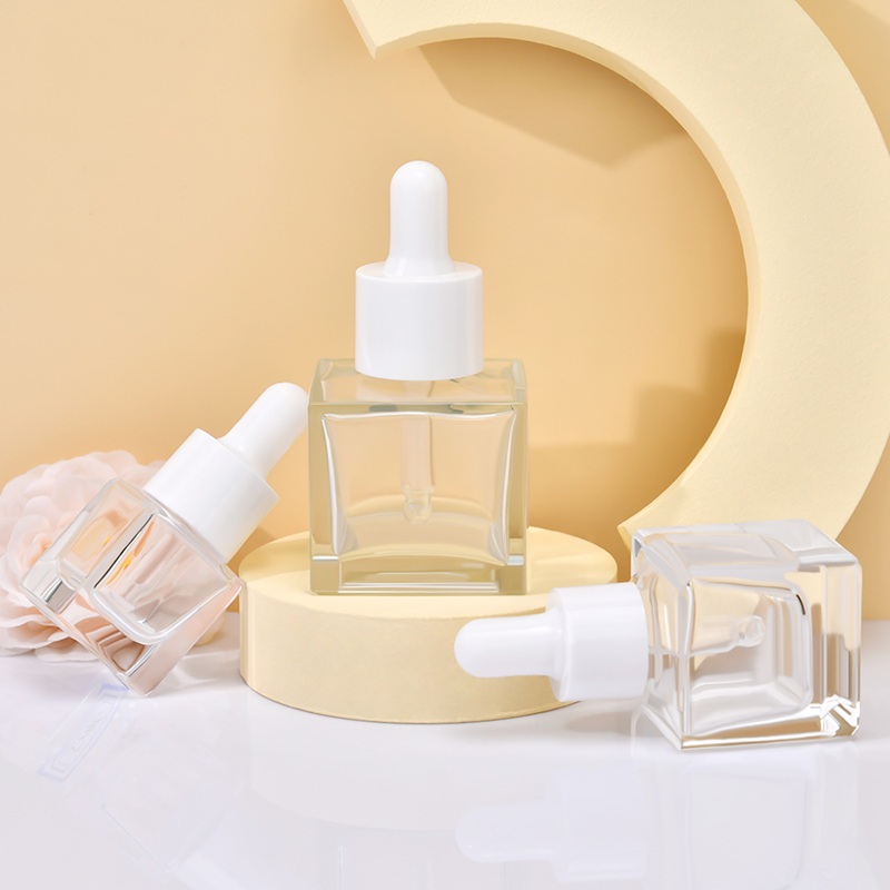 square glass pump bottle