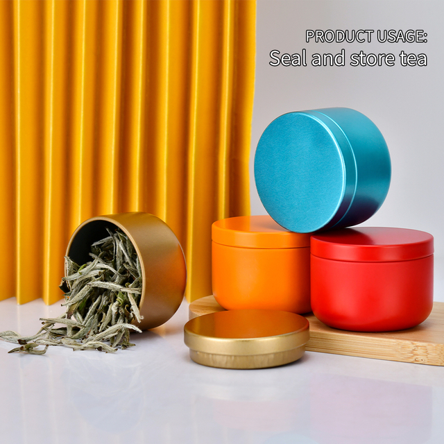 Mini Empty Round 10g Matcha Metal Matte Coffee Tinplate Tea Can Case Box Containers Packaging