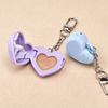 Lipstick Portable Travel case Heart Shape Blush Powder Portable Travel Case Jar Keychain with Mirror