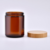 Empty 100ml 150ml 250ml 500ml Clear Amber Round Wax Container Glass Candle Jars With Bamboo Lid