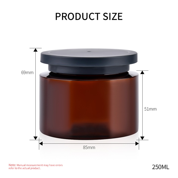 Empty Body Scrub Cream Container 250ml PET Plastic Moisturizer Cleanser Evening Mask Cosmetic Cream Jar with Plastic Screw Cap