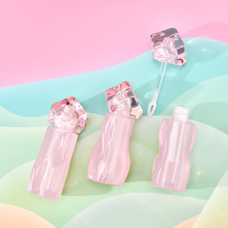 New Design Cute Lip Gloss Plastic Tube 3ml Gloss Brush Screw Pink Tube Wholesale Custom Packaging Private Label