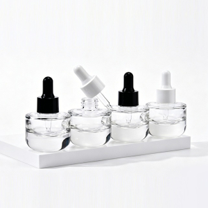 Clear Thick Bottom Glass Bottle with Rubber Dropper