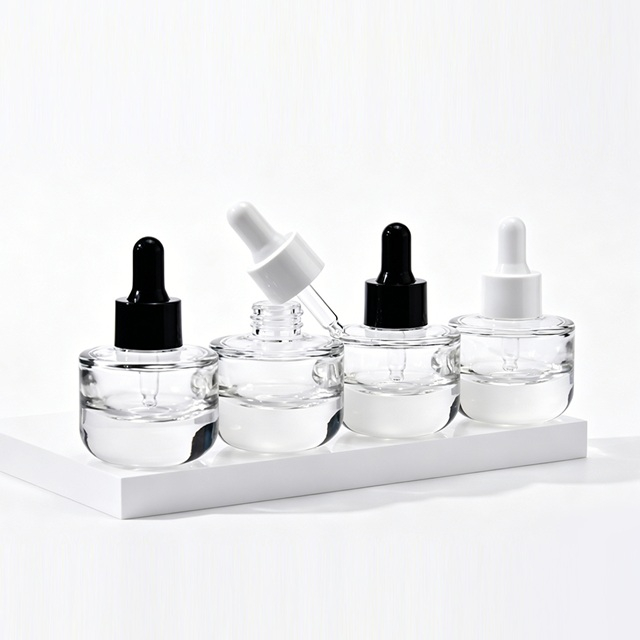 Clear Thick Bottom Glass Bottle with Rubber Dropper