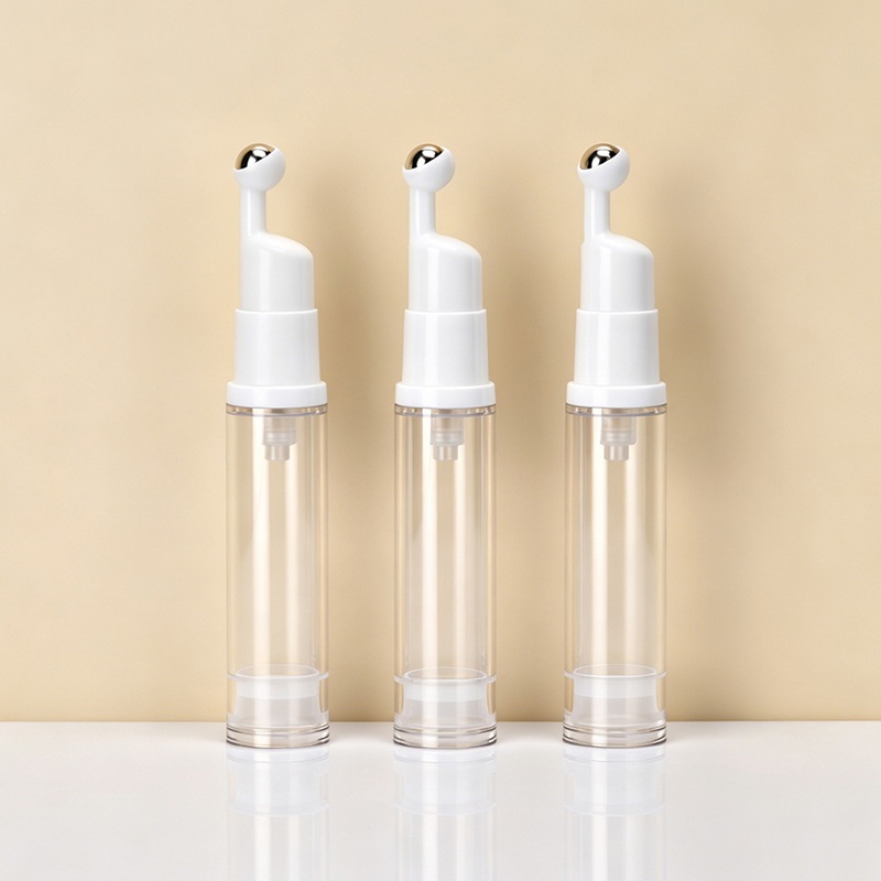 Massage Vacuum Dispensing Bottle 5ml 10ml 15ml AS PP Plastic Eye Cream Vacuum Airless Bottle Tube with Steel Roll on Ball