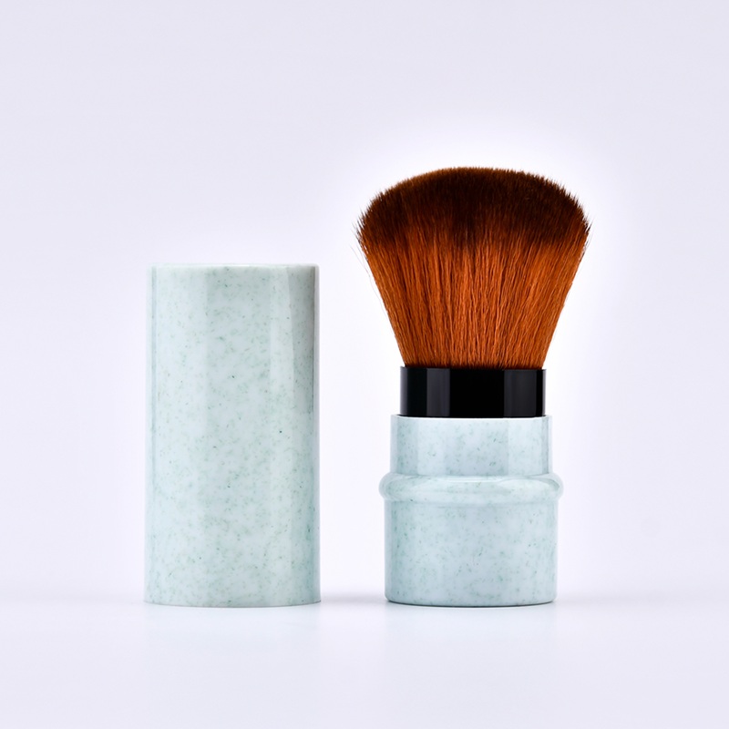 Portable Retractable Travel Makeup Powder Brush Tool Multi Color Marble Pattern Handle Brush for Foundation Blush