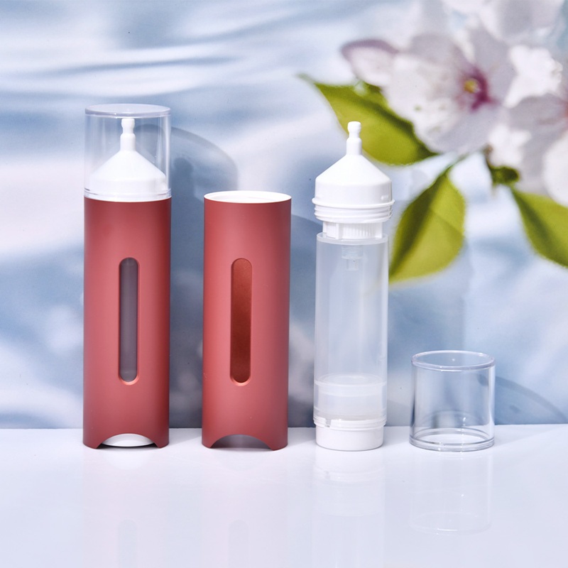 15ml Double Wall Serum Essential Oil BB Cream Airless Bottle Matte Rose Gold Cosmetic Tube With Window for Eye Cream