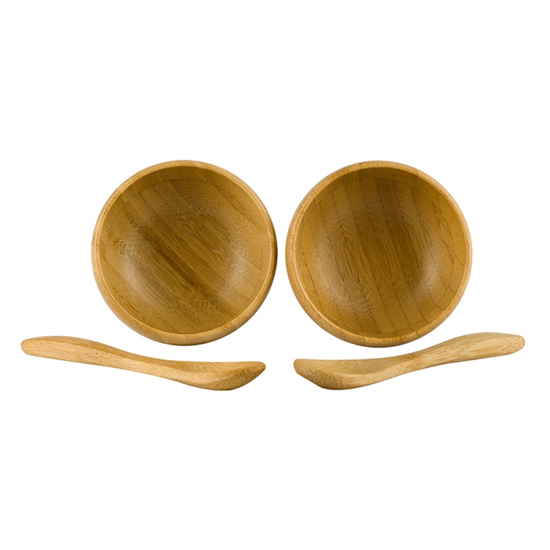 Eco Friendly Customization Bamboo Bowl Cute Mini Facial Skin Care Bamboo Face Facicl Bowl with Spoon
