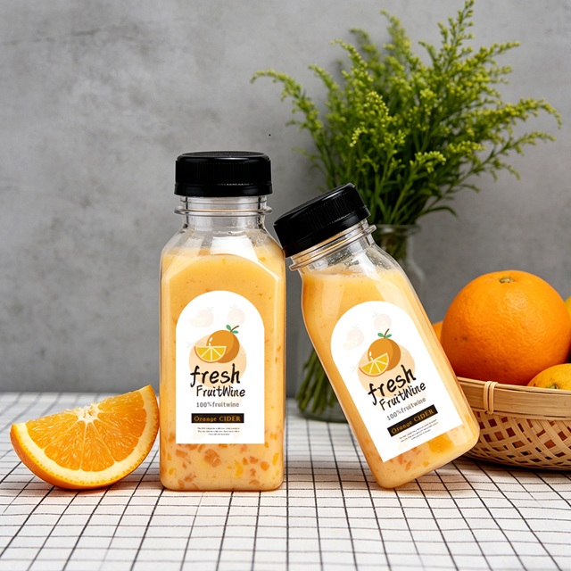 60ml 120ml 250ml PET Plastic Beverage Juice Bottle Square Transparent PET Drinks Plastic Juice Bottle With Cap