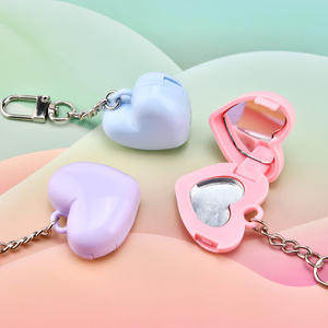 Lipstick Portable Travel case Heart Shape Blush Powder Portable Travel Case Jar Keychain with Mirror